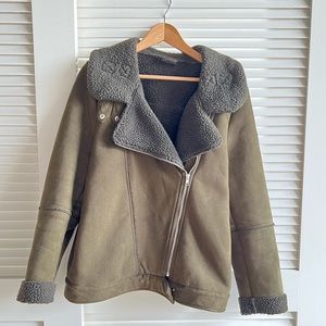 The Fifth Label Sherpa moto jacket.  Olive green size M. Gently worn.
